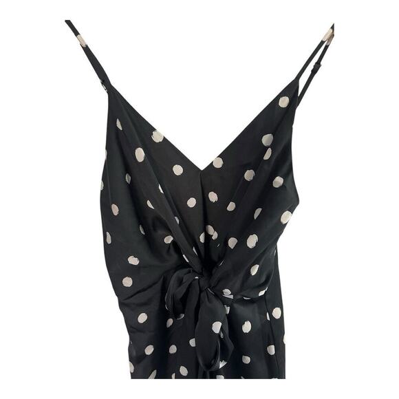 Shona Joy Avery Knot Front Mini Dress Womens 4 Black White Polka Dot Sleeveless - Picture 2 of 9